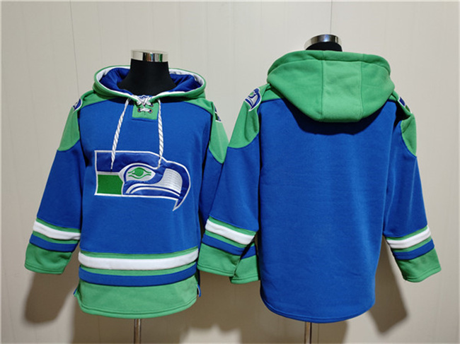 Men's Seattle Seahawks Blank Royal Ageless Must-Have Lace-Up Pullover Hoodie Men's Seattle Seahawks Blank Royal Ageless Must-Have Lace-Up Pullover Hoodie
